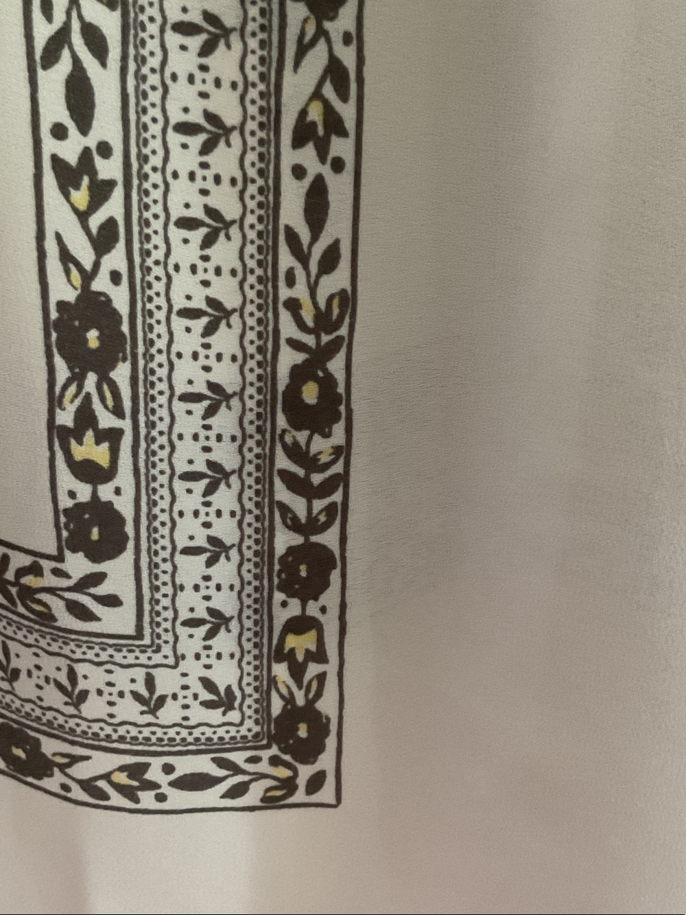 LOFT White Swing Top with Brown Floral Border and Flutter Sleeves - Picture 5 of 6
